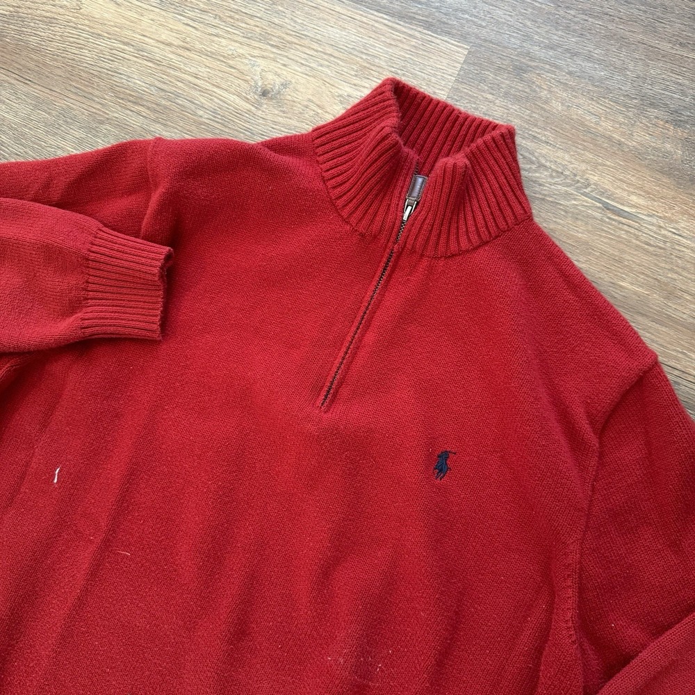 Polo Ralph Lauren Red 1/4 Zip Pullover Men‎ Sz XLT Preppy Matcha Elevated SNAG